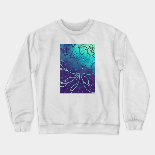 aqua blue peony Crewneck Sweatshirt by weilertsen